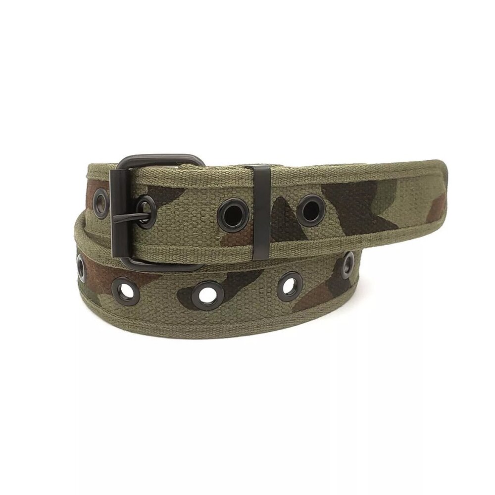 New Green Camo One Row Grommet Canvas Fabric Web Belt Size Small